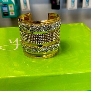 Rhinestone and gold bracelet